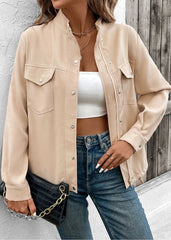 Classic Beige Military-Inspired Jacket for Women