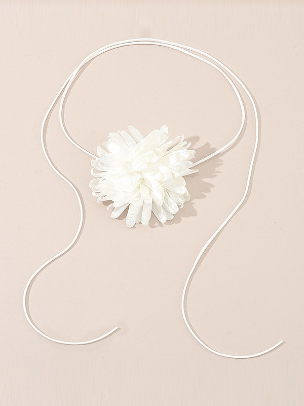 Solid Color Three-Dimensional Flower Tied Necklaces Accessories