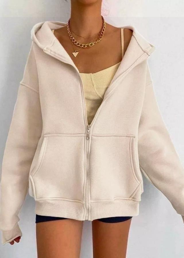 Cozy Zipper Hooded Cardigan Coat - Casual Essential for Women