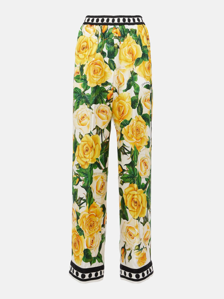 Exquisite Rose Print Loose Long Wide Leg Pants