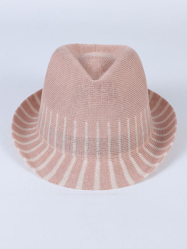 Sun-Protection Short Brim Striped Woven Fisherman Hat Hats&Caps