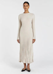 Parisian Pleated Ribbed Midi Dress