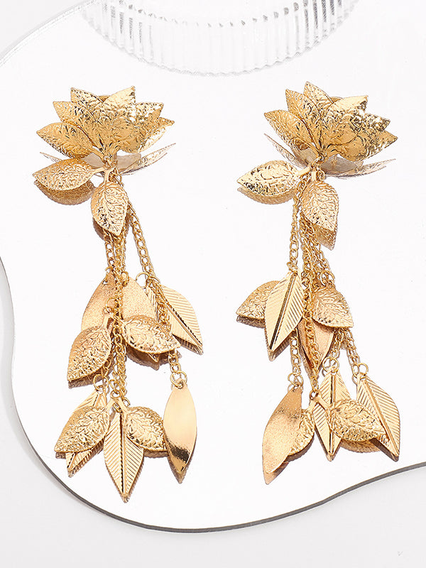 Flower Shape Tasseled Drop Earrings