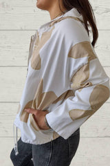 White Jacket with Brown Petals Print