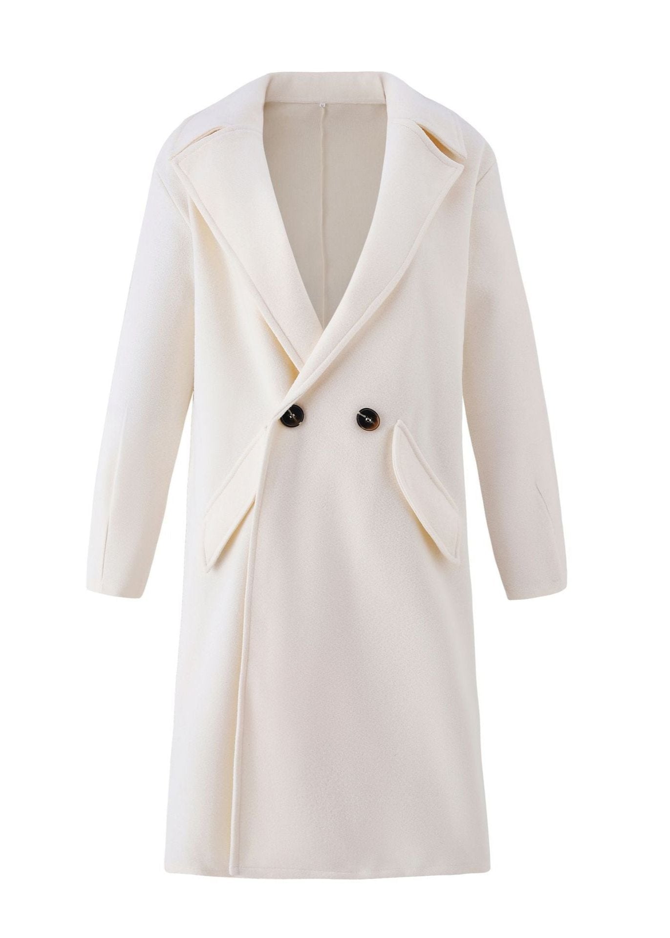 Luxe Woolen Double-Breasted Coat - Timeless Elegance for Every Occasion