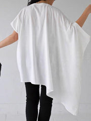 Batwing Sleeves Half Sleeves Solid Color Round-Neck T-Shirts Tops