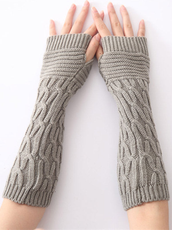 Solid Color Keep Warm Jacquard Knitted Sleevelet