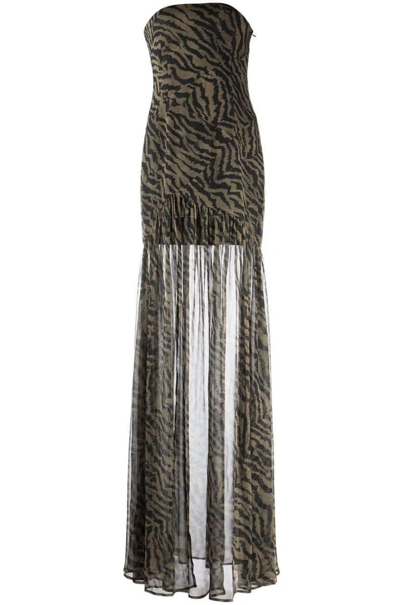 Viola Tiger Stripe Slit Sheer Maxi Dress