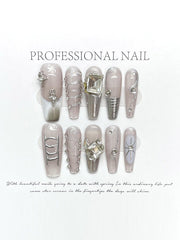 Detachable Rhine Stones Press-On Nails