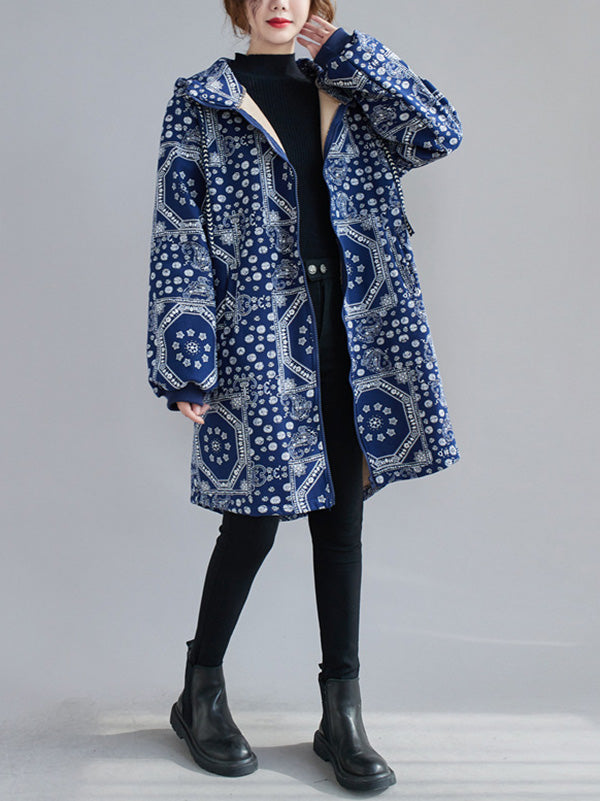 Vintage Ramie Cotton Printing Outerwear&Coat