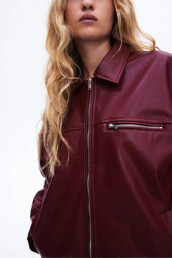 Fashion Lapel Long Sleeve Pocket Zipper Leather Jacket