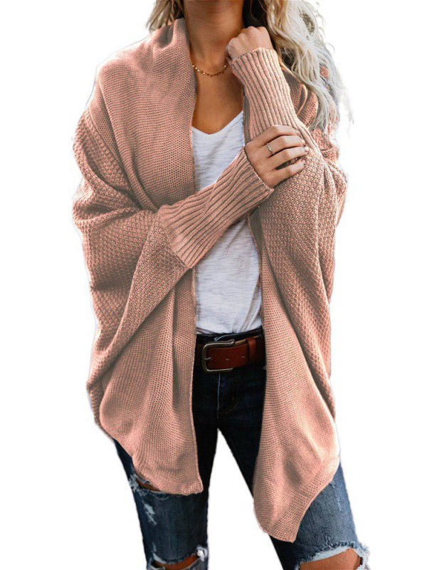 Casual Batwing Sleeves Loose Solid Color Cardigan Tops