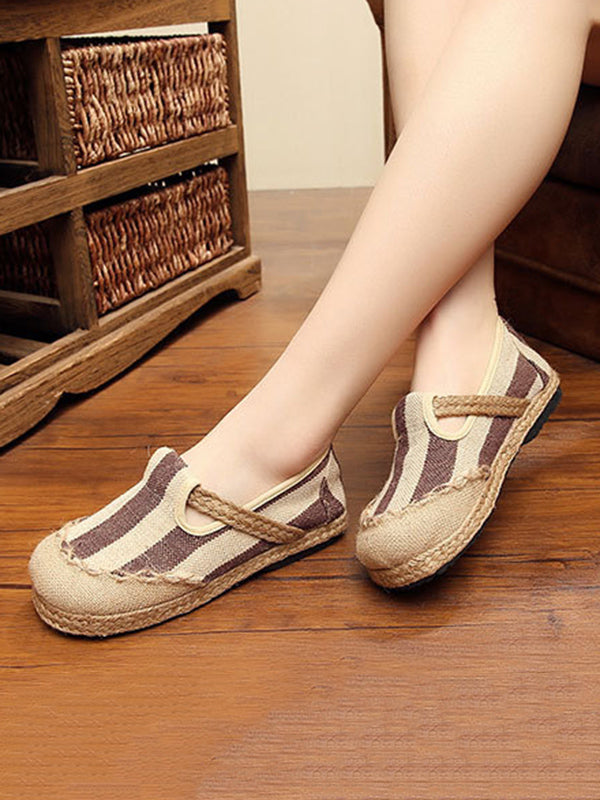 Striped Canvas Shoes Flat Shoes