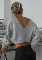 Chic V-Neck Backless Knit Sweater