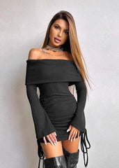 Chic Off-Shoulder Drawstring Bodycon Dress