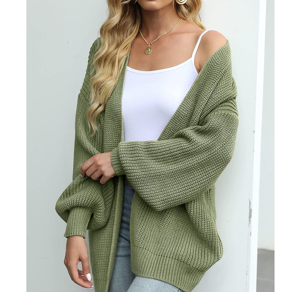 Thick Needle Knitted Sweater Cardigan With Pocket