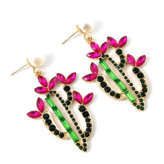 Cactus Diamante Drop Earrings