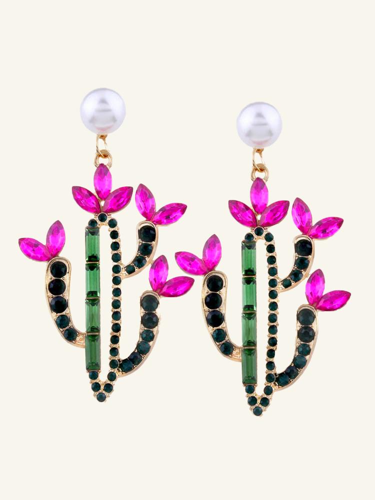 Cactus Diamante Drop Earrings