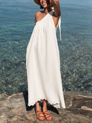 Asymmetrical Off-Shoulder Casual Resort Midi Dress