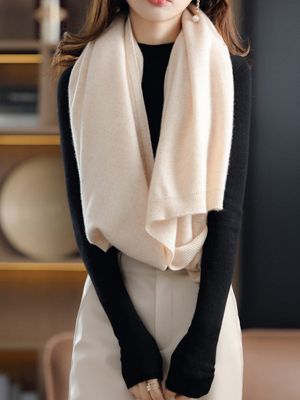 Urban Wool Loose Solid Color Batwing Sleeves Cape Cardigan Tops