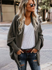 Casual Batwing Sleeves Loose Solid Color Cardigan Tops