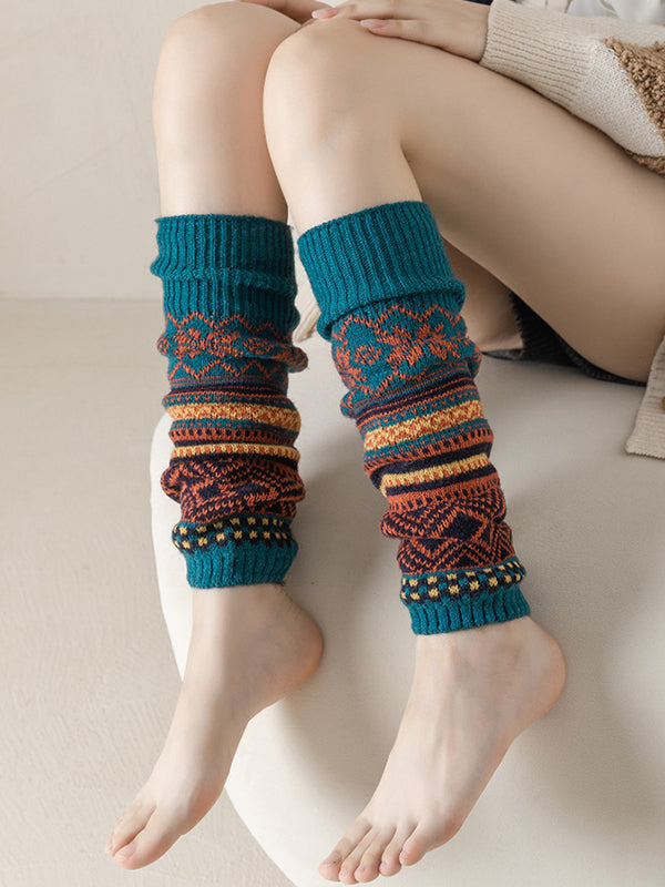 Casual Wool Keep Warm Printed Leg Warmers Accessories