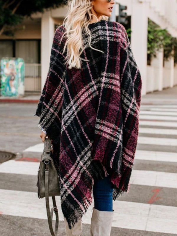 Casual Loose Plaid Tasseled Cardigan Tops