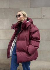 Oversized Puffer Jacket - Burgundy