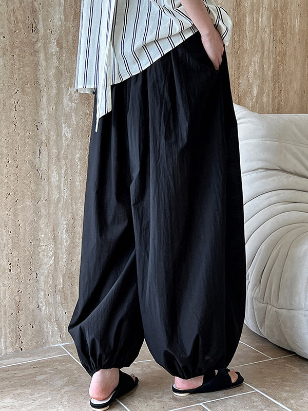 Harem Pants High Waisted Elasticity Solid Color Split-Joint Pants Trousers