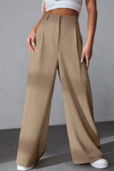 High Rise Wide Leg Pocketed Baggy Pants