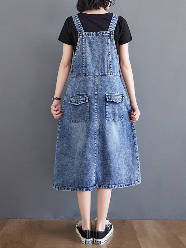 Original Sleeveless With Pocket Denim Dress