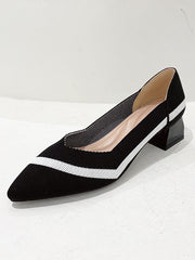 Contrast Color Pointed-Toe V-Cut Pumps