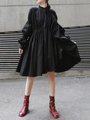 Loose Original Designed Irregular Puff Shirt Dress