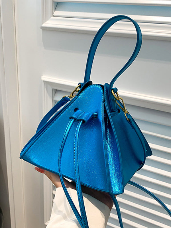 Triangle Drawstring Solid Color Split-Joint Handbags