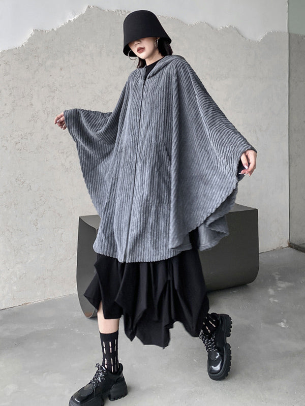 Casual Batwing Sleeves Loose Zipper Jackets Outerwear