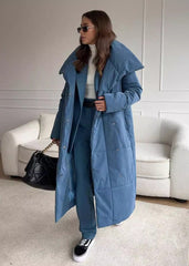 Belted Oversized Stand Collar Coat