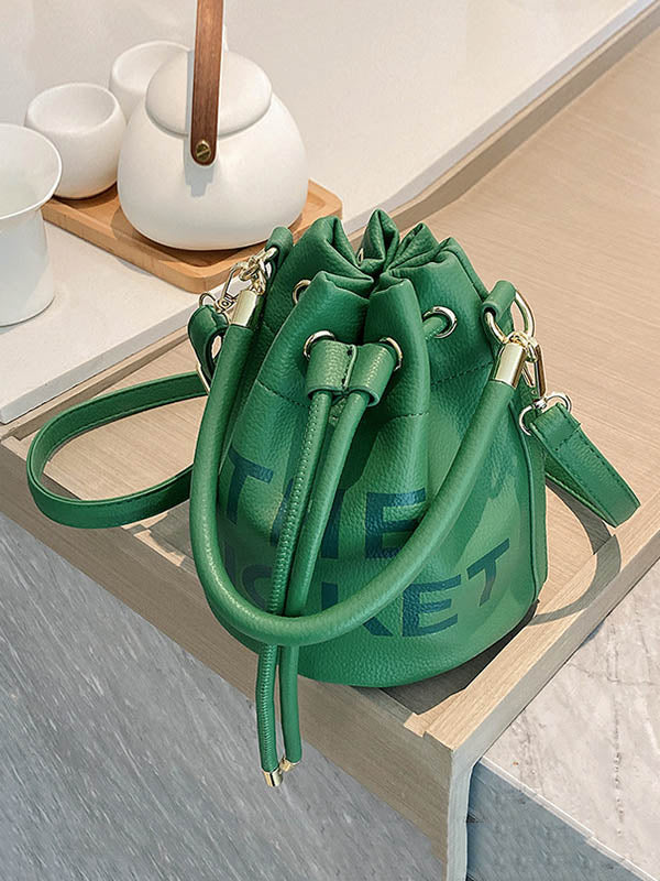 Drawstring Letter Print Crossbody Bags Handbags