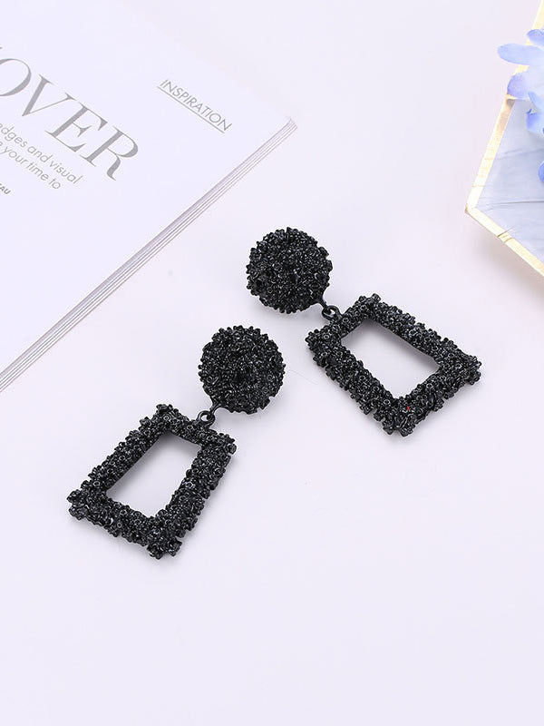 Geometric Hollow Solid Color Drop Earrings