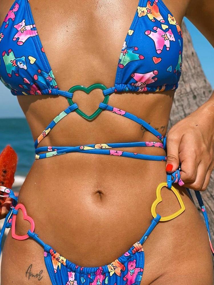 Jamie Printed Hearted Bikini