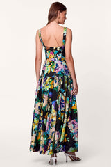 Delia Printed Belted Flare Maxi Dress