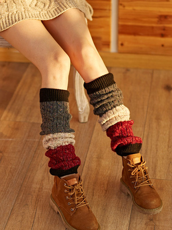 Casual Keep Warm Contrast Color Leg Warmers Accessories