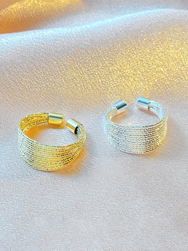 Adjustable Hollow Sequined Solid Color Rings Accessories