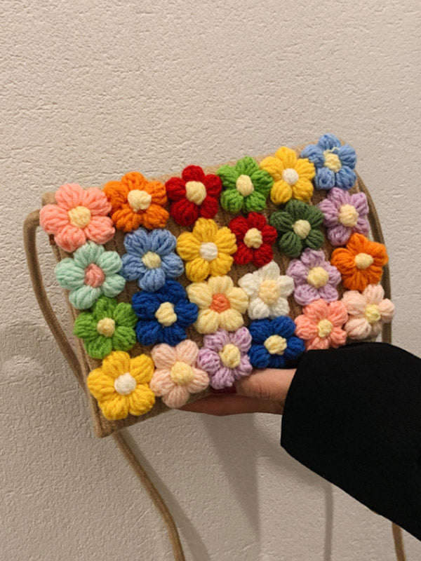 Flower Print Knitted Flower Bags Crossbody Bags