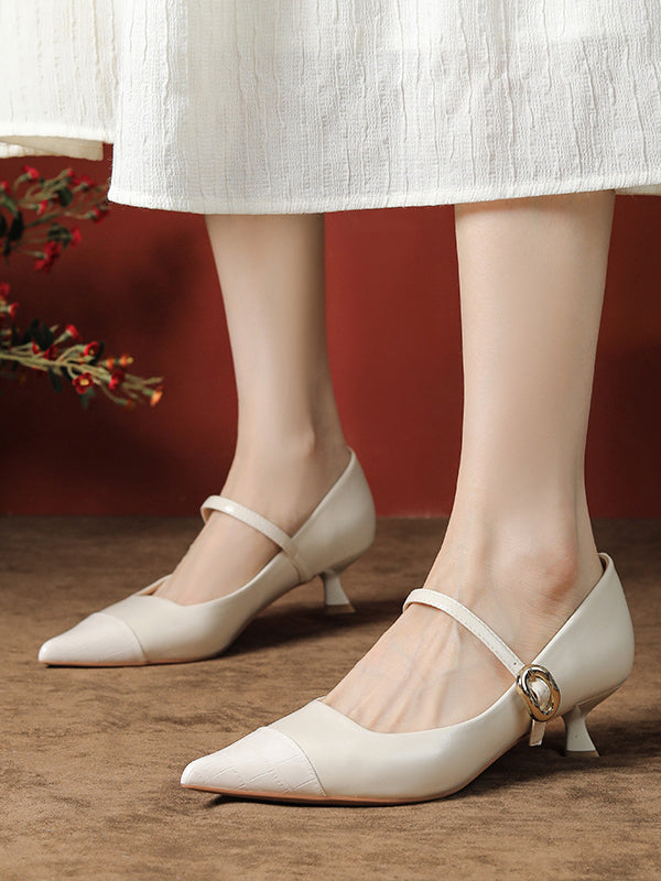 Lace-Up Pointed-Toe Shallow Cut Split-Joint Pumps