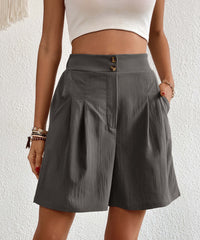 Eden Pocketed High Waist Shorts - Charcoal