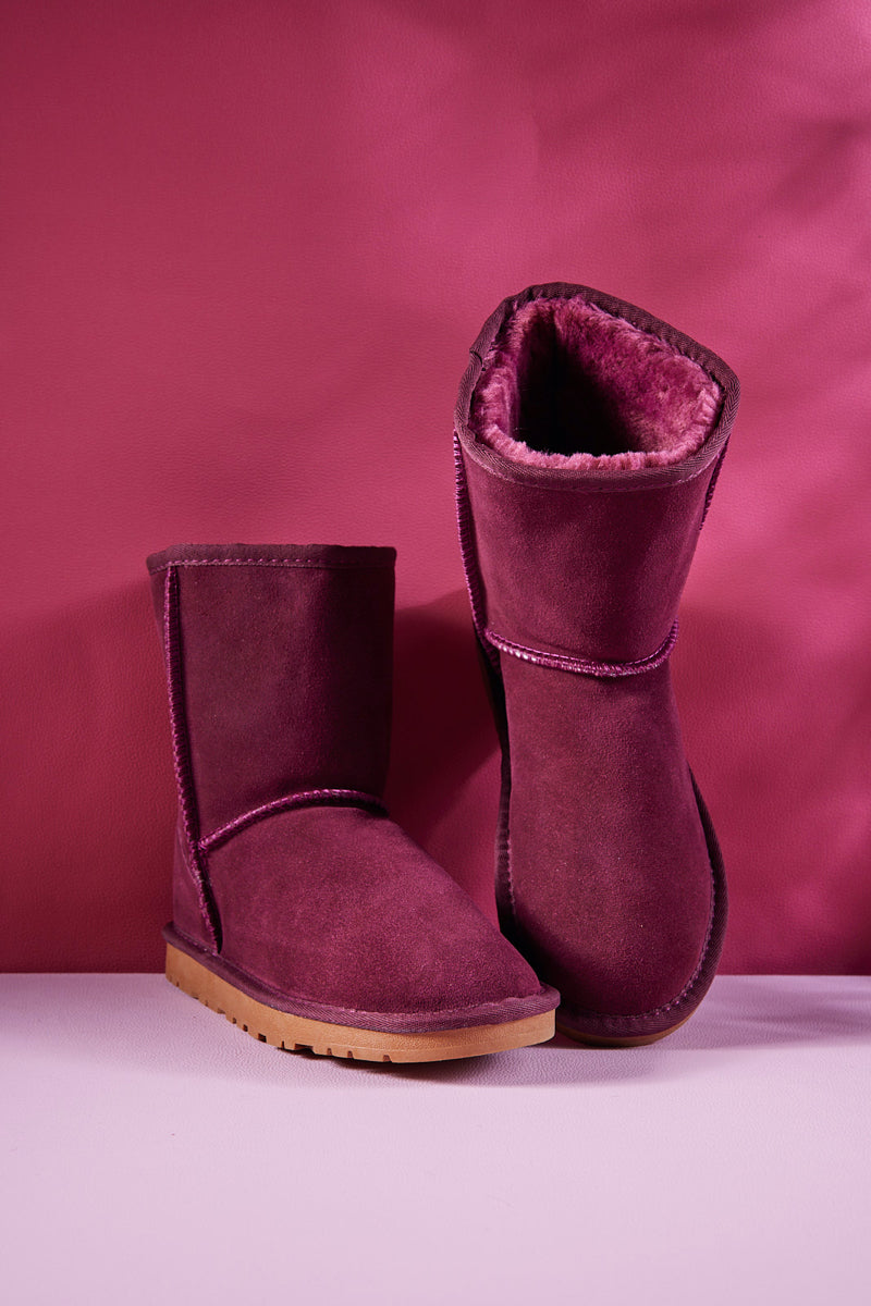 Smaibulun Ugg | Lovett Wool Blend Suede Shearling Boots - Claret