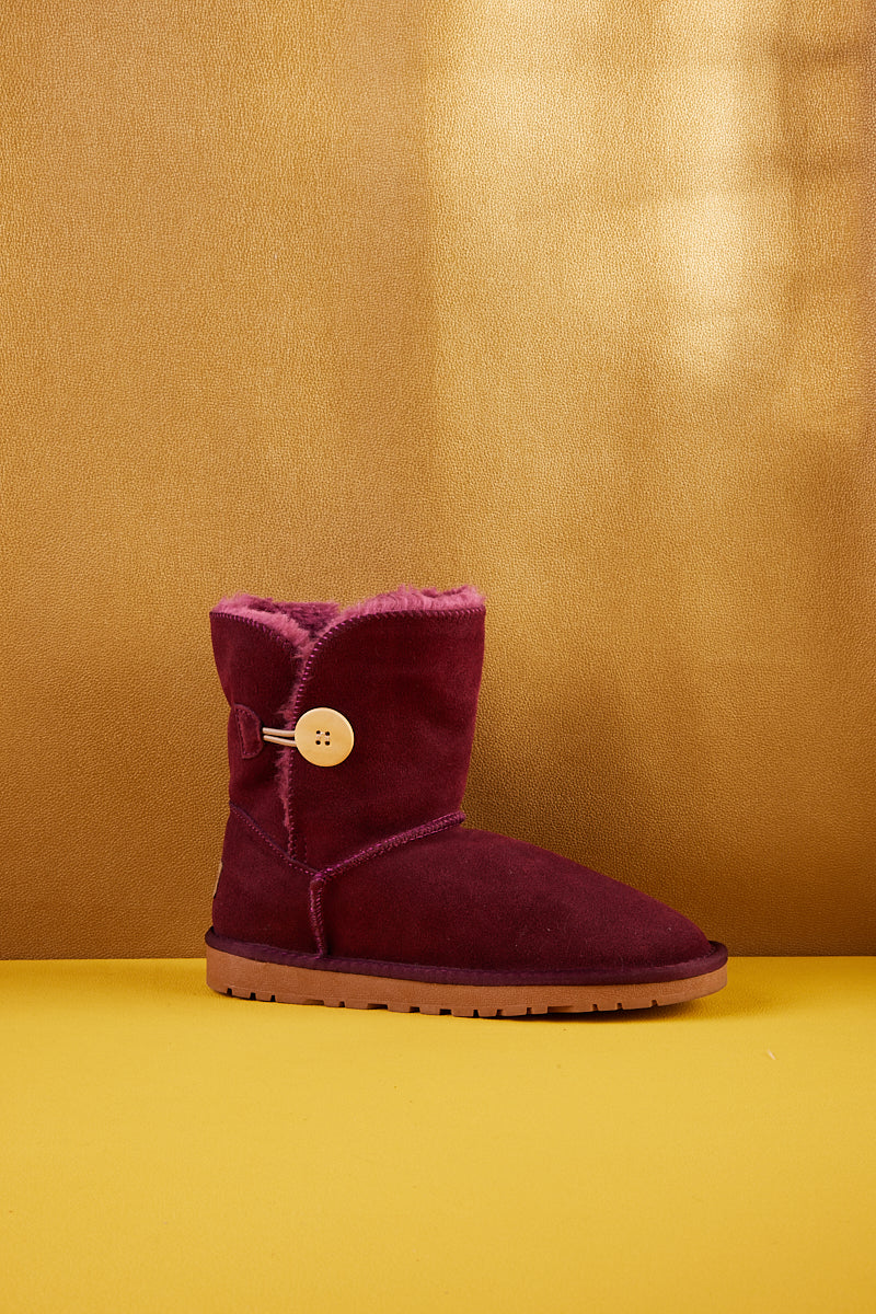 SMAIBULUN Ugg | Faux Fur-Lined Classic Side Button Ugg Boot - Claret