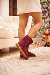 Smaibulun Ugg | Lovett Wool Blend Suede Shearling Boots - Claret