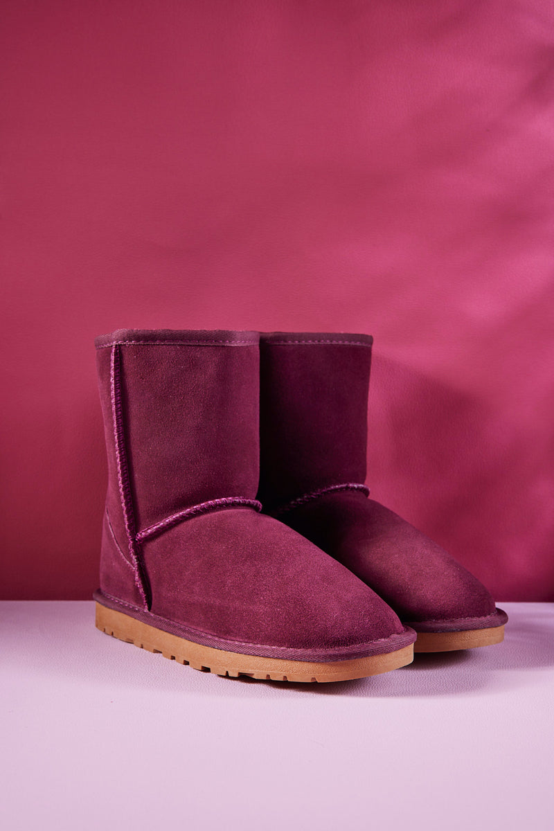 Smaibulun Ugg | Lovett Wool Blend Suede Shearling Boots - Claret