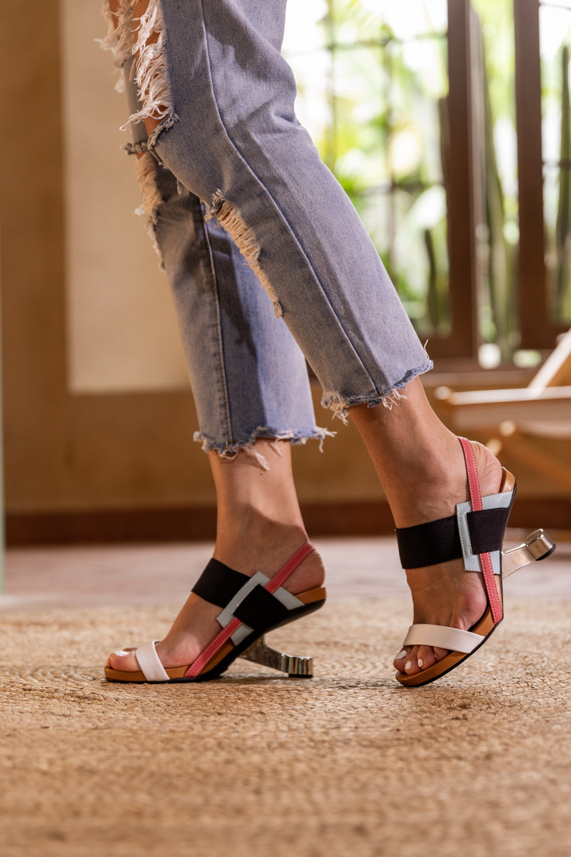 Jady Rose | Saint Jean Strap Leather Heels - Coral